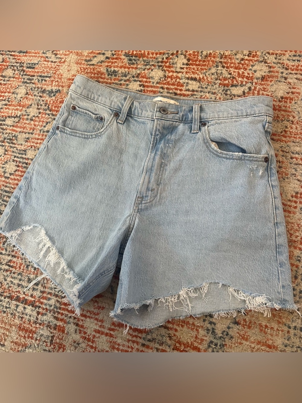 Abercrombie & Fitch Light Wash High Rise Dad Shorts